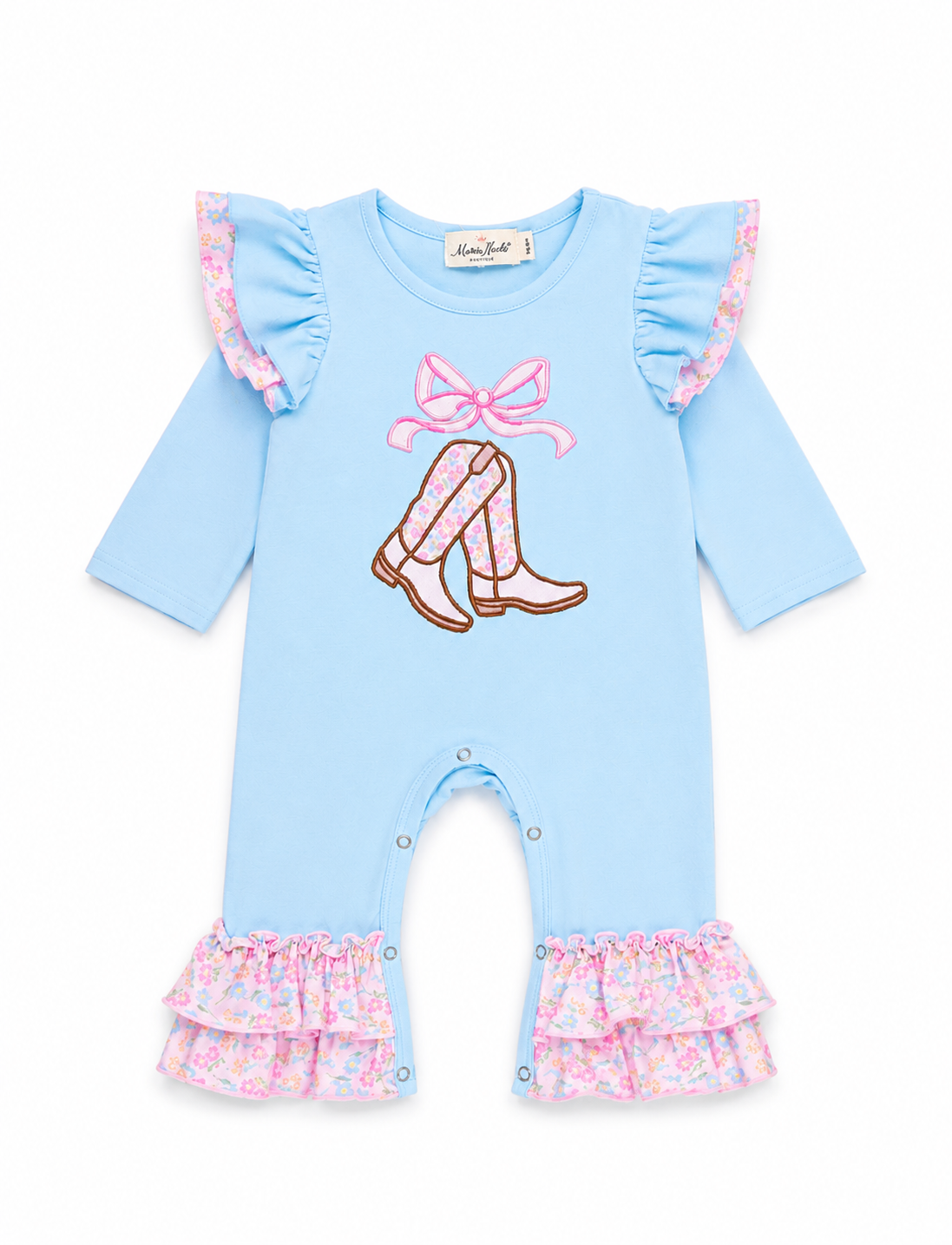 Boots & Bows Ruffle Romper