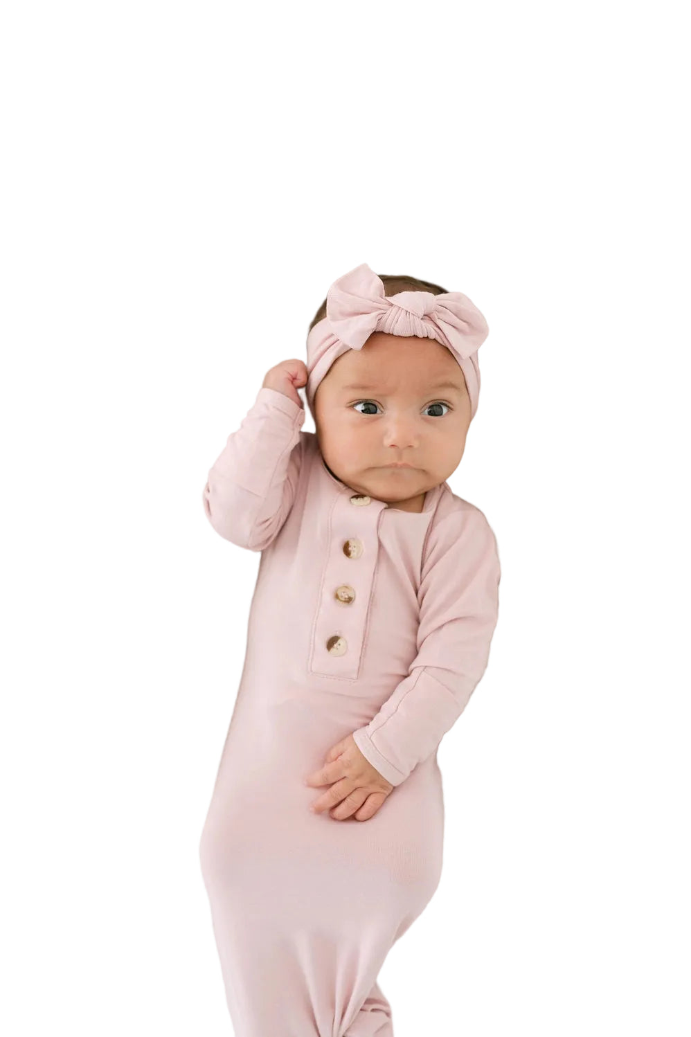 Little Dreamer Gown & Bow Set - Dusty Rose