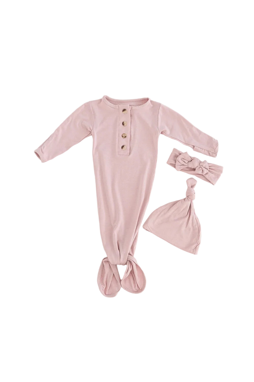 Little Dreamer Gown & Bow Set - Dusty Rose