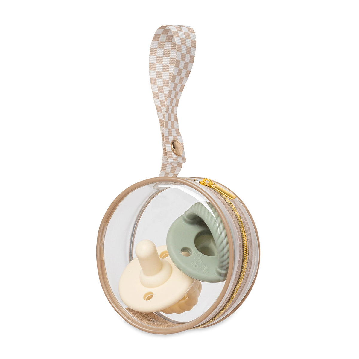 Taupe Checkered Pacifier Case