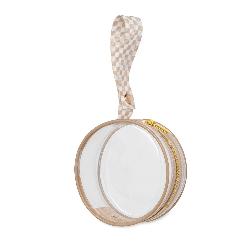 Taupe Checkered Pacifier Case